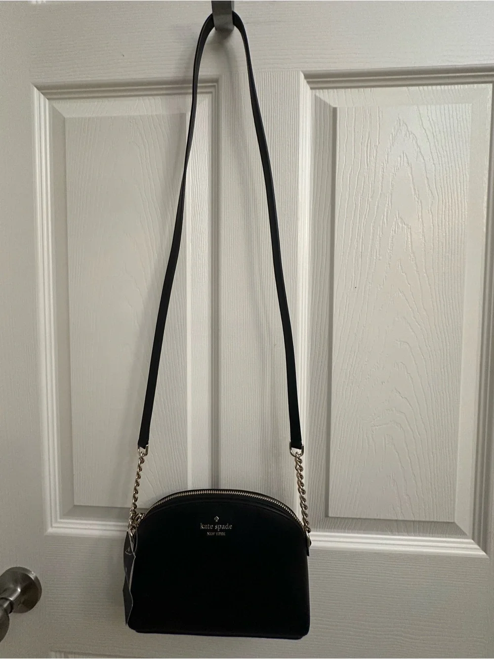 kate spade Black Saffiano Leather Ceossbody with Gold Chain and Leather Strap
